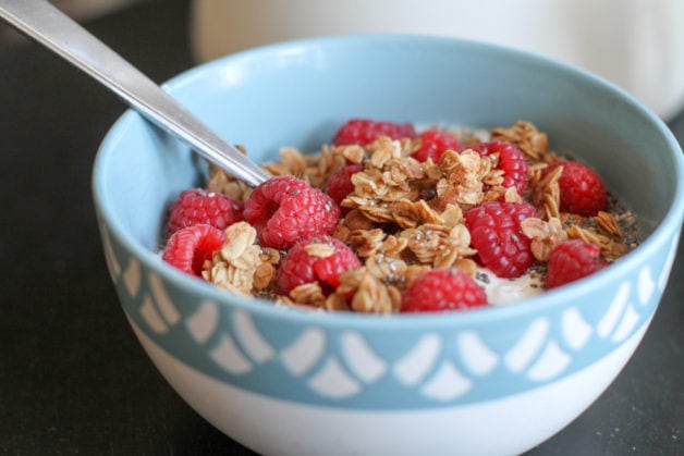 bowl of yogurt and granola.