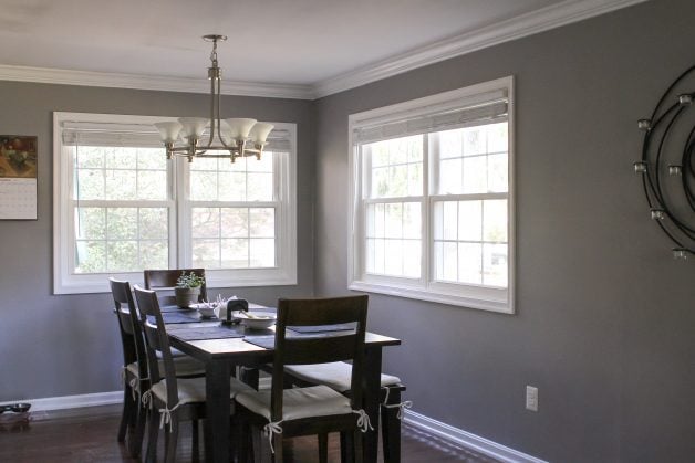 dining room with four windows